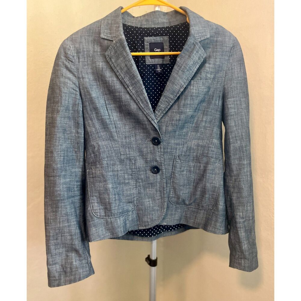 Gap Women's Academy Blazer Jacket Indigo Chambray Size 2